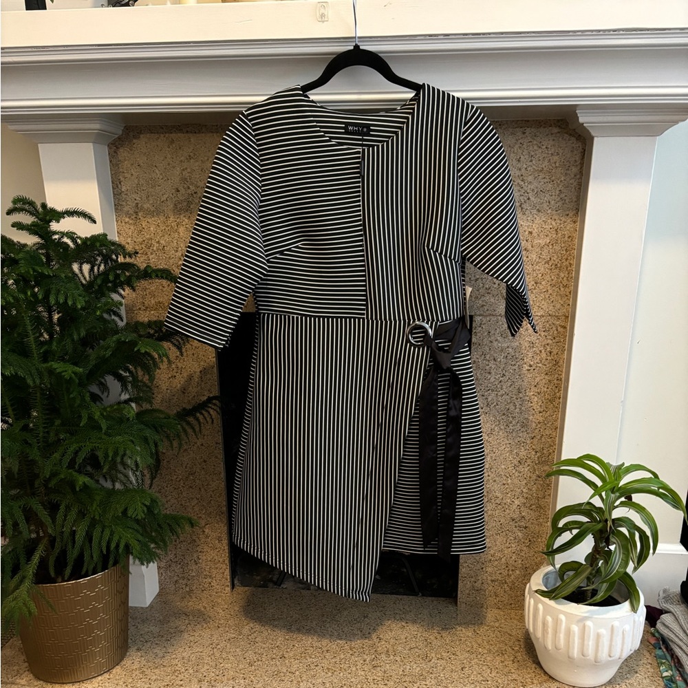 WHY Dress Asymetrical Black and White Size Medium